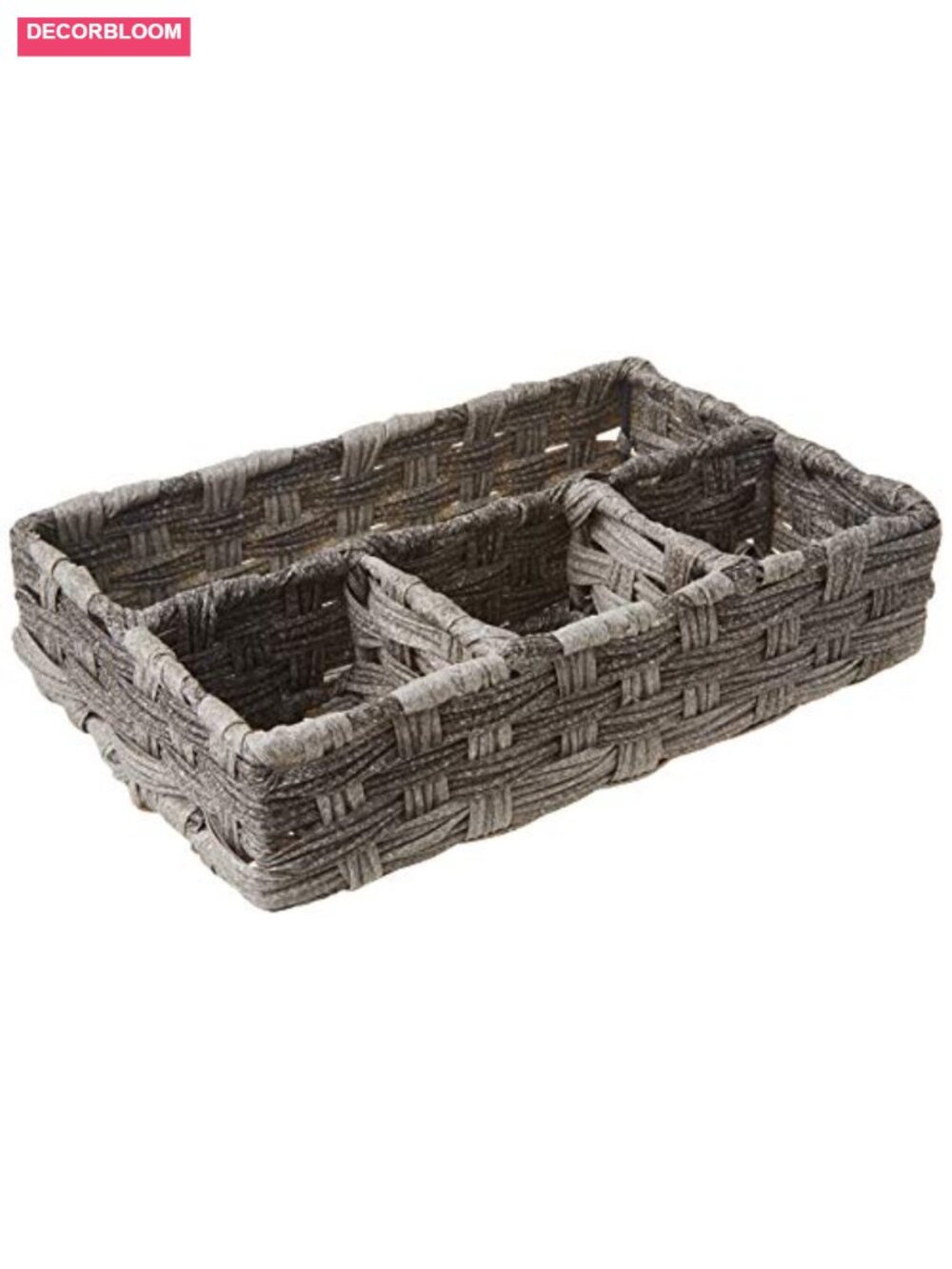 Whitmor 4-Compartment Woven Storage Basket with Dividers Divided Makeup